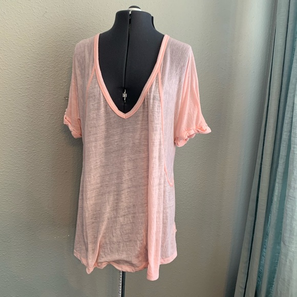 Free People Tops - Free People Peach pink whisper tee shirt